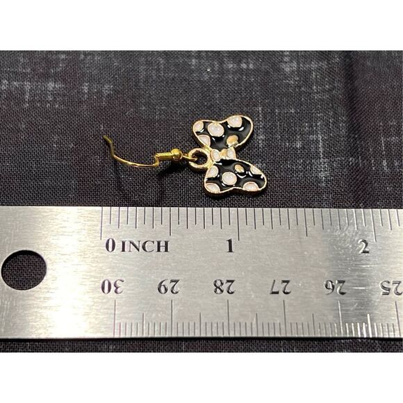 Black Bow Inspired Gold Colored Fish Hook Stud Earring - Picture 2 of 3